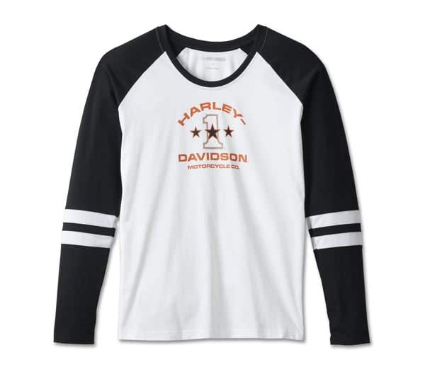 HARLEY-DAVIDSON WOMENS FIRST-CLASS LONG SLEEVE RAGLAN TOP