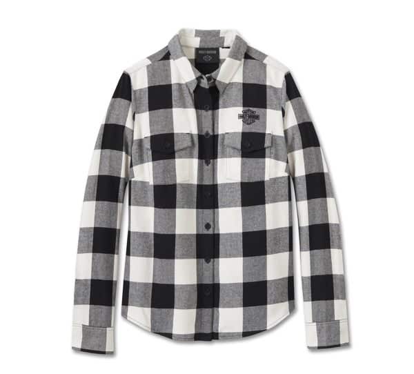 HARLEY-DAVIDSON WOMENS RETRO LONG SLEEVE FLANNEL SHIRT