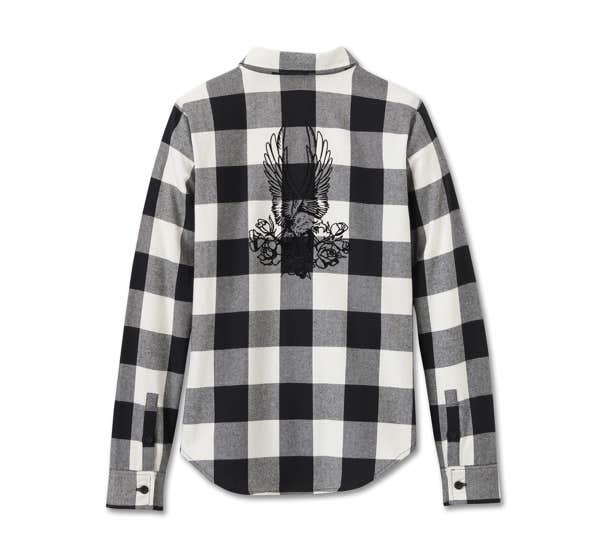 HARLEY-DAVIDSON WOMENS RETRO LONG SLEEVE FLANNEL SHIRT