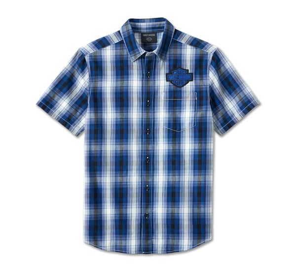 HARLEY-DAVIDSON MENS BAR & SHIELD SS PLAID SHIRT