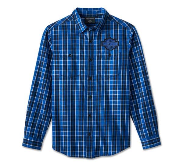 HARLEY-DAVIDSON MENS BAR & SHIELD LS PLAID SHIRT