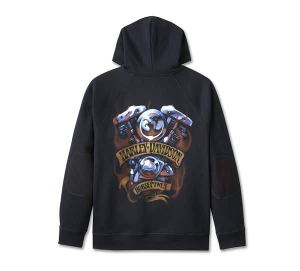 HARLEY-DAVIDSON MENS LOADED WITH HORSEPOWER RAGLAN HOODIE