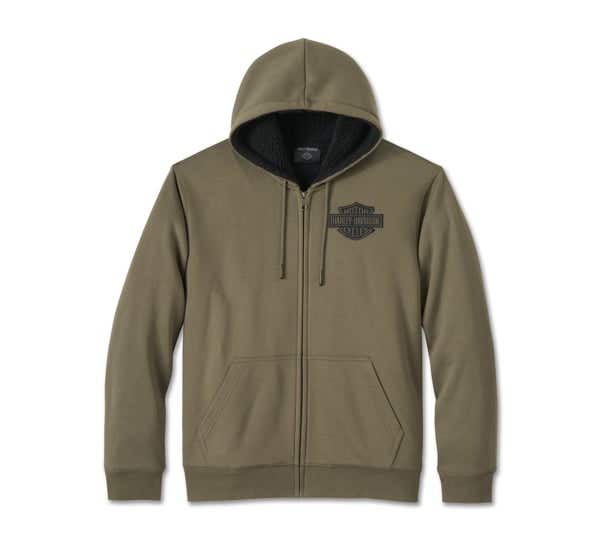 HARLEY-DAVIDSON MENS BAR & SHIELD SHERPA FULL ZIP HOODIE