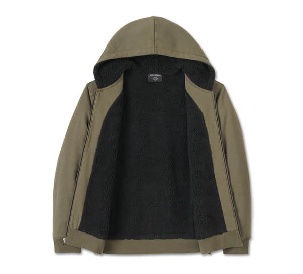 HARLEY-DAVIDSON MENS BAR & SHIELD SHERPA FULL ZIP HOODIE