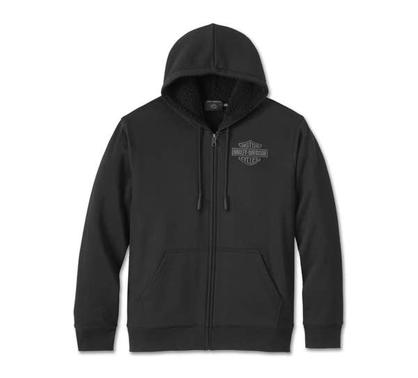 HARLEY-DAVIDSON MENS BAR & SHIELD SHERPA FULL ZIP HOODIE
