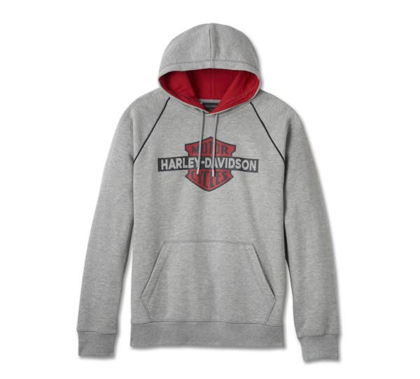 HARLEY-DAVIDSON MENS BAR & SHIELD CONTRAST PULLOVER HOODIE