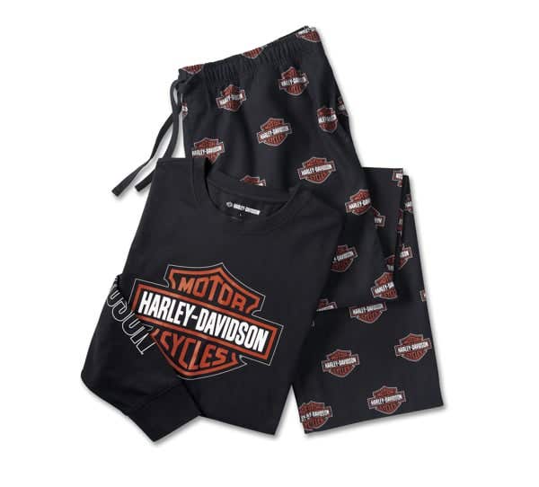 HARLEY-DAVIDSON MENS BAR & SHIELD LONG SLEEVE PAJAMA SET