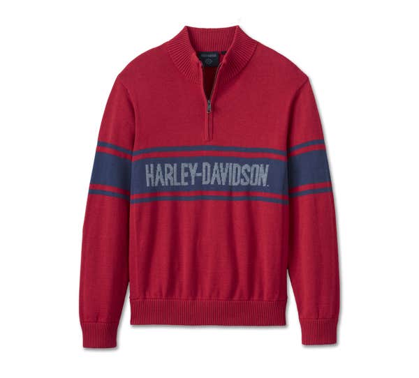 HARLEY-DAVIDSON MENS HARLEY-DAVIDSON 1/4 ZIP SWEATER
