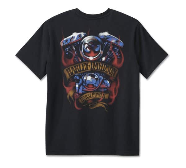 HARLEY-DAVIDSON MENS LOADED WITH HORSEPOWER GRAPHIC TEE