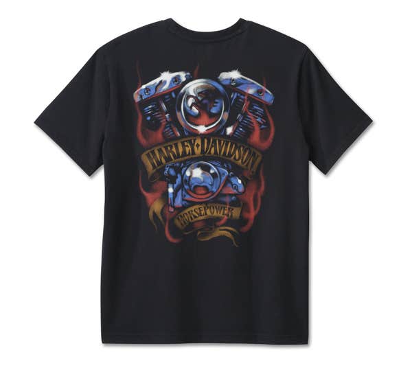 HARLEY-DAVIDSON MENS LOADED WITH HORSEPOWER GRAPHIC TEE