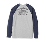 HARLEY-DAVIDSON MENS OIL CAN BAR & SHIELD RAGLAN SLEEVE GRAPHIC TEE