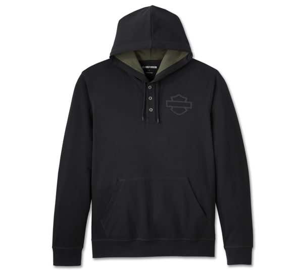 HARLEY-DAVIDSON MENS COWBOY RIDER HOODED HENLEY