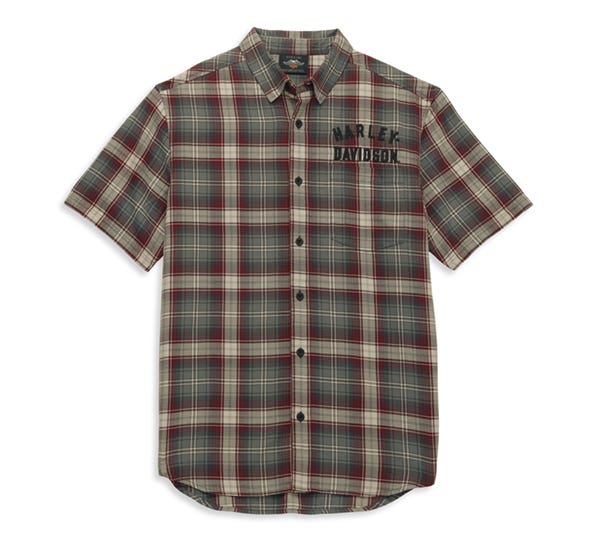 HARLEY-DAVIDSON MENS RACER FONT PLAID SHIRT