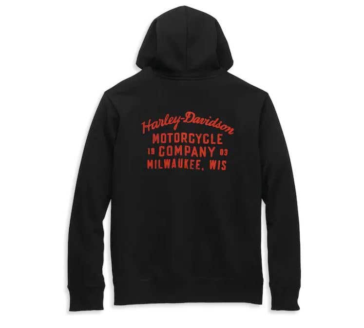 HARLEY-DAVIDSON MENS OIL CAN BAR & SHIELD DISTRESSED PULLOVER HOODIE