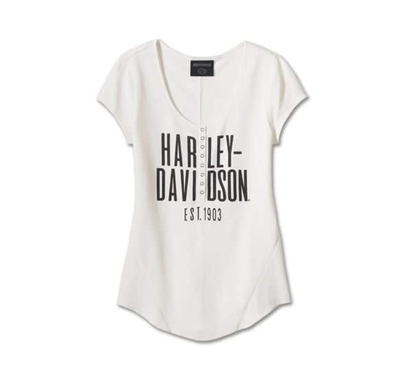 HARLEY-DAVIDSON WOMENS CALI HENLEY KNIT TOP