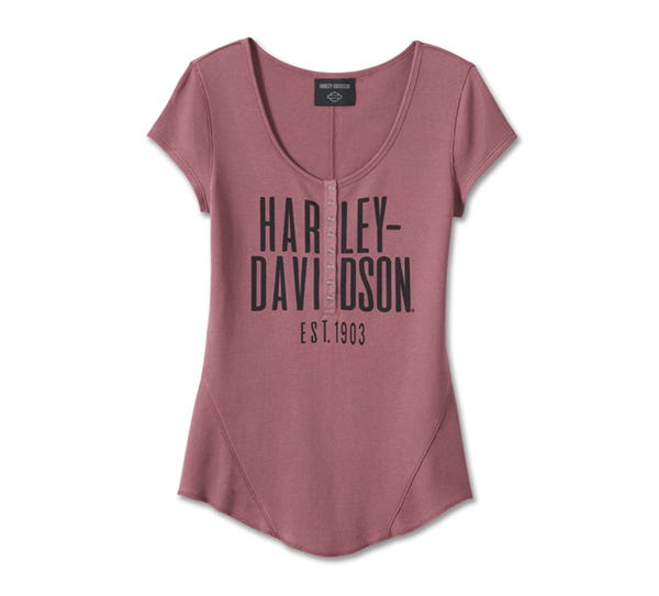 HARLEY-DAVIDSON WOMENS CALI HENLEY KNIT TOP