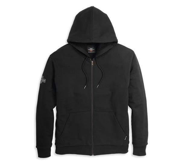 HARLEY-DAVIDSON MENS CHAINSTITCH EMBROIDERY GRAPHIC ZIP FRONT HOODIE