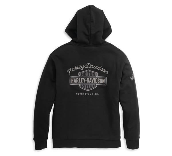 HARLEY-DAVIDSON MENS CHAINSTITCH EMBROIDERY GRAPHIC ZIP FRONT HOODIE