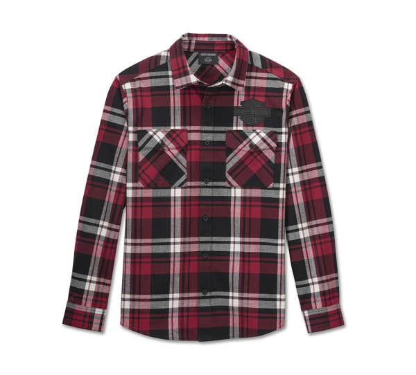HARLEY-DAVIDSON MENS BAR & SHIELD FLANNEL SHIRT