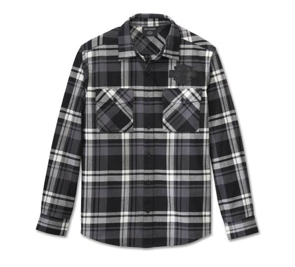 HARLEY-DAVIDSON MENS BAR & SHIELD FLANNEL SHIRT