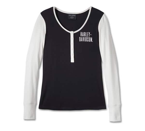 HARLEY-DAVIDSON WOMENS BAR & SHIELD TIMELESS HENLEY