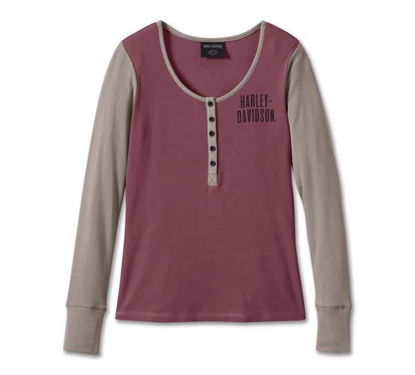 HARLEY-DAVIDSON WOMENS BAR & SHIELD TIMELESS HENLEY