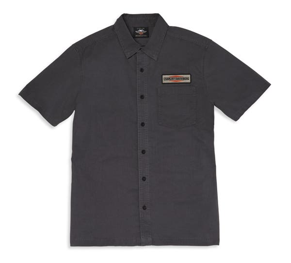 HARLEY-DAVIDSON MENS STACKED LOGO SOLID MECHANICS SHIRT