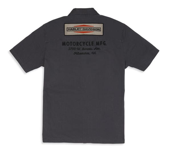 HARLEY-DAVIDSON MENS STACKED LOGO SOLID MECHANICS SHIRT