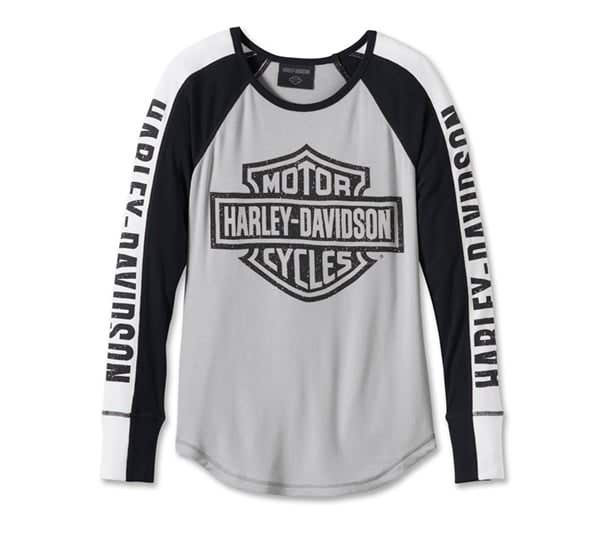 HARLEY-DAVIDSON WOMENS BAR & SHIELD RAGLAN LONG SLEEVE TEE