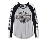 HARLEY-DAVIDSON WOMENS BAR & SHIELD RAGLAN LONG SLEEVE TEE
