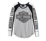 HARLEY-DAVIDSON WOMENS BAR & SHIELD RAGLAN LONG SLEEVE TEE