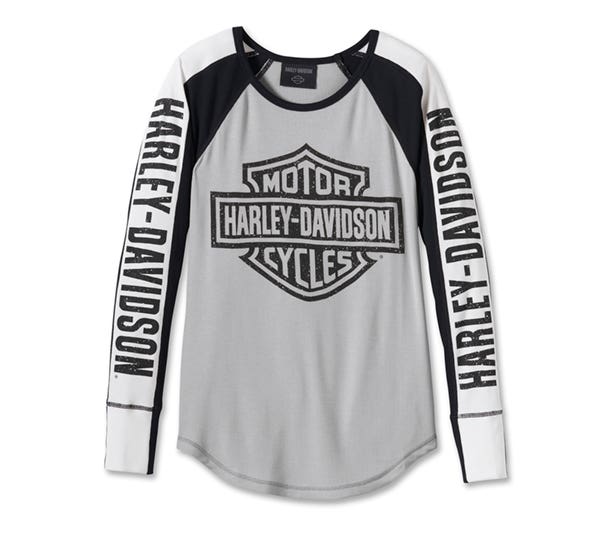 HARLEY-DAVIDSON WOMENS BAR & SHIELD RAGLAN LONG SLEEVE TEE