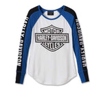 HARLEY-DAVIDSON WOMENS BAR & SHIELD RAGLAN LONG SLEEVE TEE