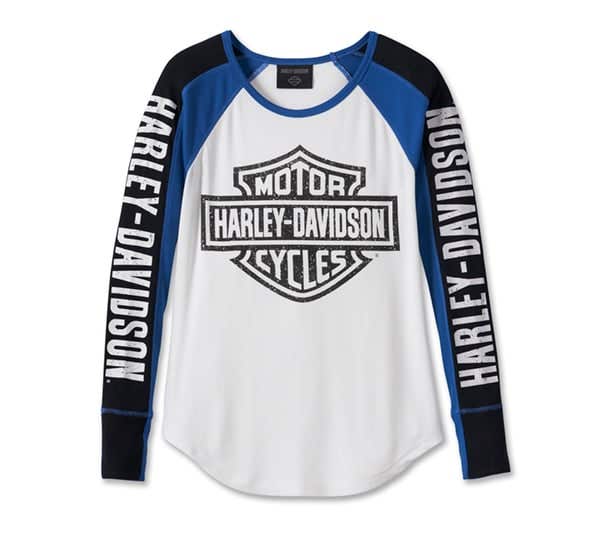 HARLEY-DAVIDSON WOMENS BAR & SHIELD RAGLAN LONG SLEEVE TEE