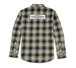 HARLEY-DAVIDSON MENS STACKED GRAPHIC ONE POCKET PLAID FLANNEL