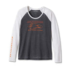 HARLEY-DAVIDSON WOMENS RAGLAN LONG SLEEVE BURNOUT TEE