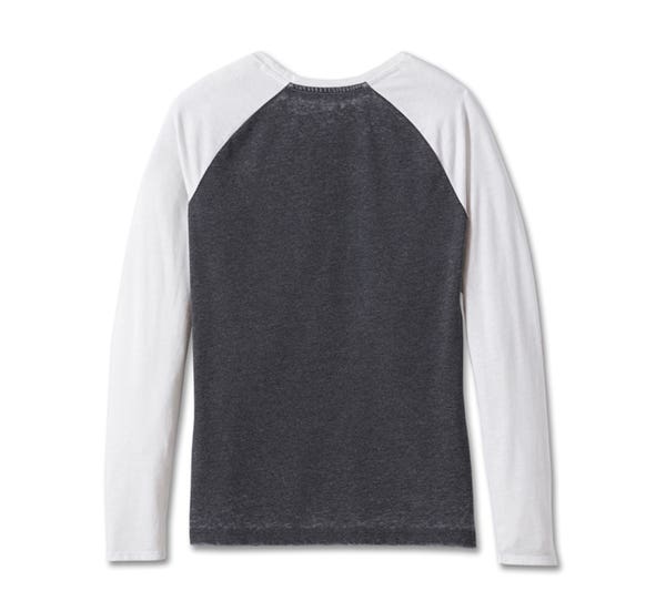 HARLEY-DAVIDSON WOMENS RAGLAN LONG SLEEVE BURNOUT TEE