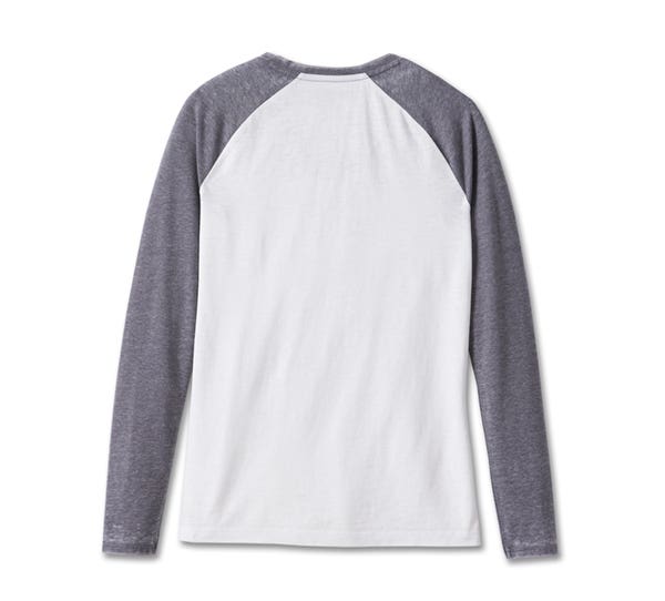 HARLEY-DAVIDSON WOMENS RAGLAN LONG SLEEVE BURNOUT TEE