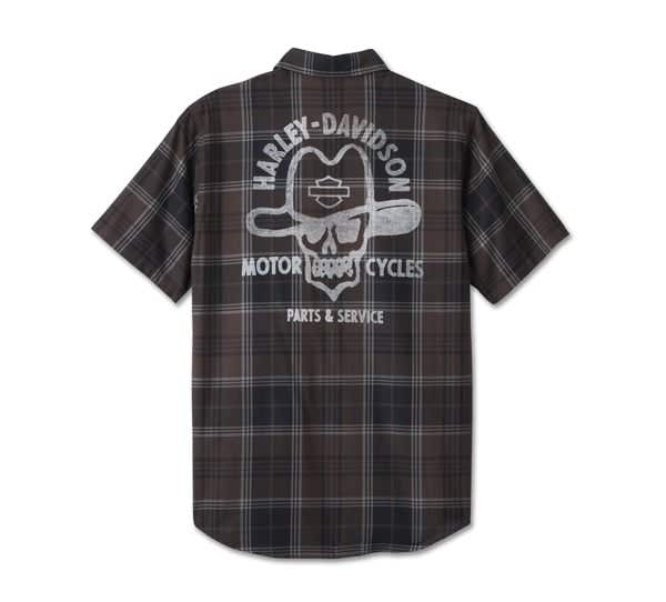 HARLEY-DAVIDSON MENS COWBOY RIDER SHORT SLEEVE PLAID SHIRT