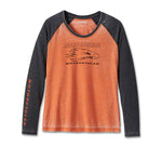 HARLEY-DAVIDSON WOMENS RAGLAN LONG SLEEVE BURNOUT TEE
