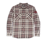 HARLEY-DAVIDSON MENS OIL CAN BAR & SHIELD EMBROIDERED PLAID FLANNEL SHIRT