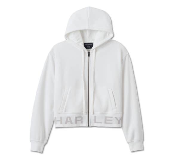 HARLEY-DAVIDSON WOMENS HARLEY-DAVIDSON CROPPED FULL ZIP HOODIE