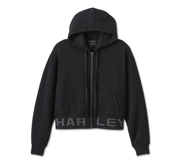 HARLEY-DAVIDSON WOMENS HARLEY-DAVIDSON CROPPED FULL ZIP HOODIE
