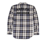 HARLEY-DAVIDSON MENS ARCHED FONT PLAID FLANNEL SHIRT