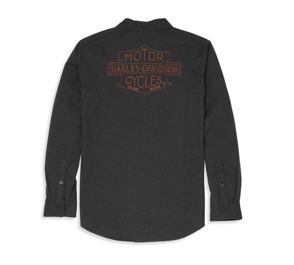 HARLEY-DAVIDSON MENS EMBROIDERED BAR & SHIELD SOLID SHIRT