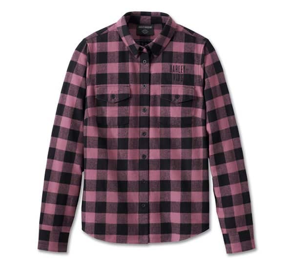 HARLEY-DAVIDSON WOMENS RUSTIC LONG SLEEVE FLANNEL SHIRT