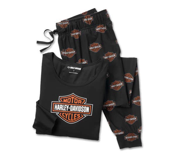 HARLEY-DAVIDSON WOMENS BAR & SHIELD LONG SLEEVE PAJAMA SET