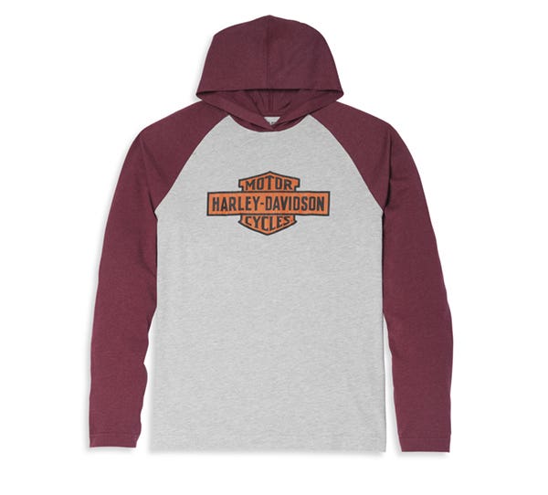 HARLEY-DAVIDSON MENS OIL CAN BAR & SHIELD HOODED GRAPHIC TEE