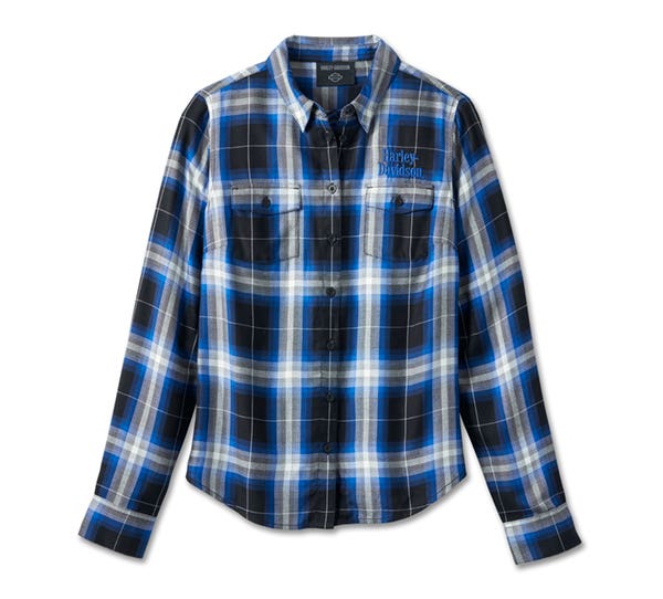 HARLEY-DAVIDSON WOMENS BAR & SHIELD LONG SLEEVE PLAID SHIRT