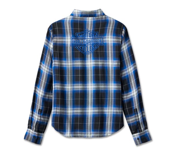 HARLEY-DAVIDSON WOMENS BAR & SHIELD LONG SLEEVE PLAID SHIRT